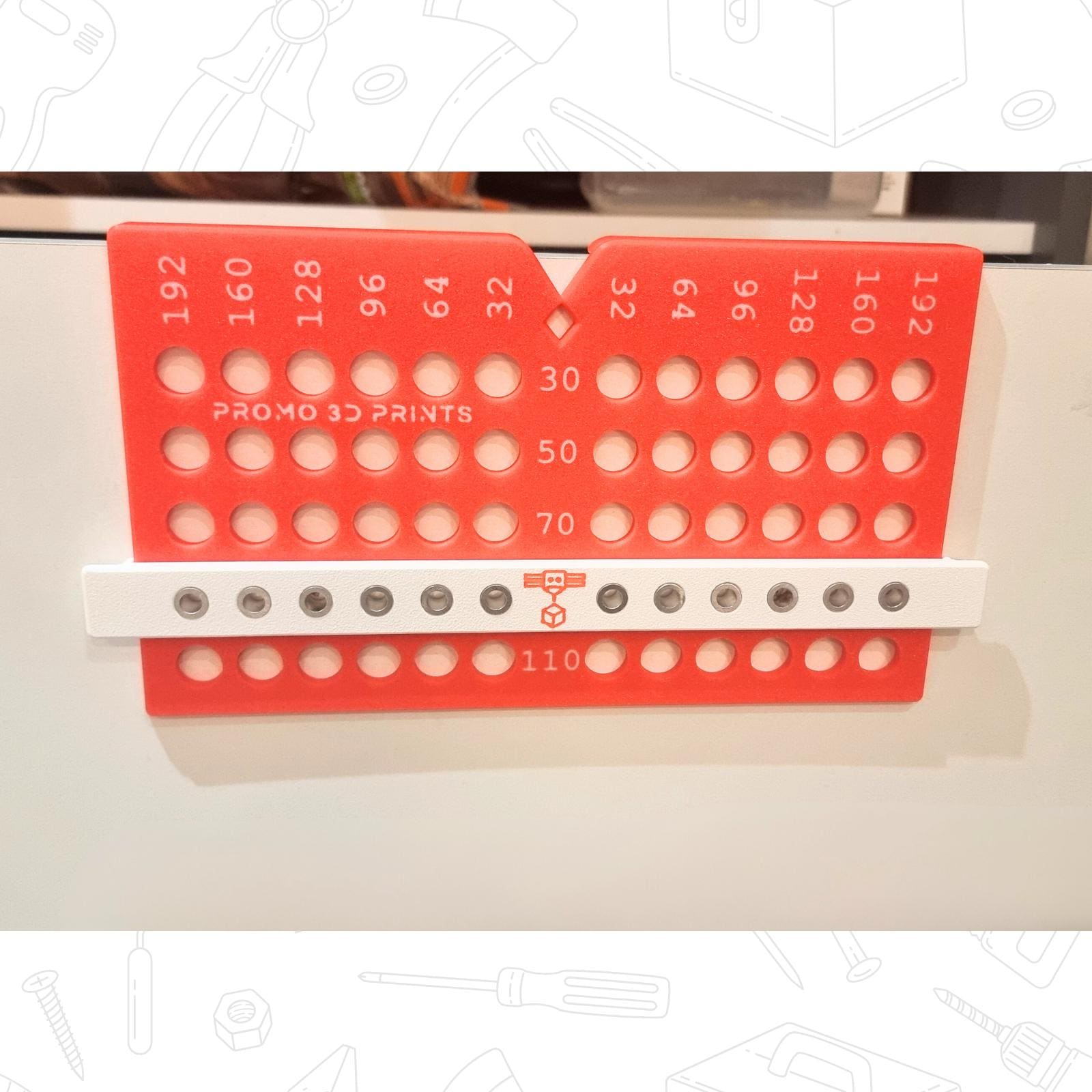 Cabinet & Drawer Handle Drilling Jig – Adjustable Template with 5mm Guide Bushings (Up to 192mm)