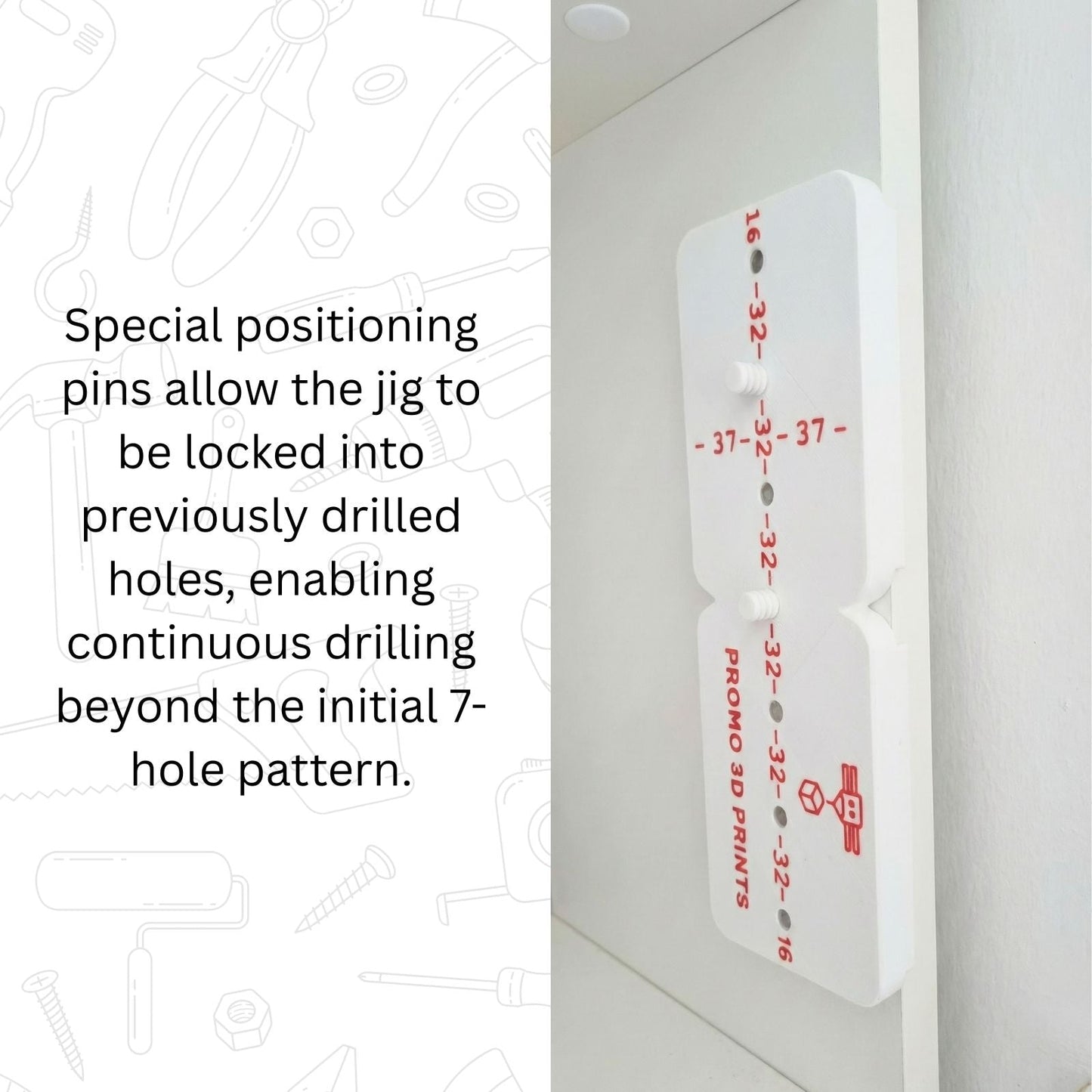 Adjustable Shelf Pin Drilling Jig – 32mm Cabinet System | Precision Hole Guide - DeFrixo