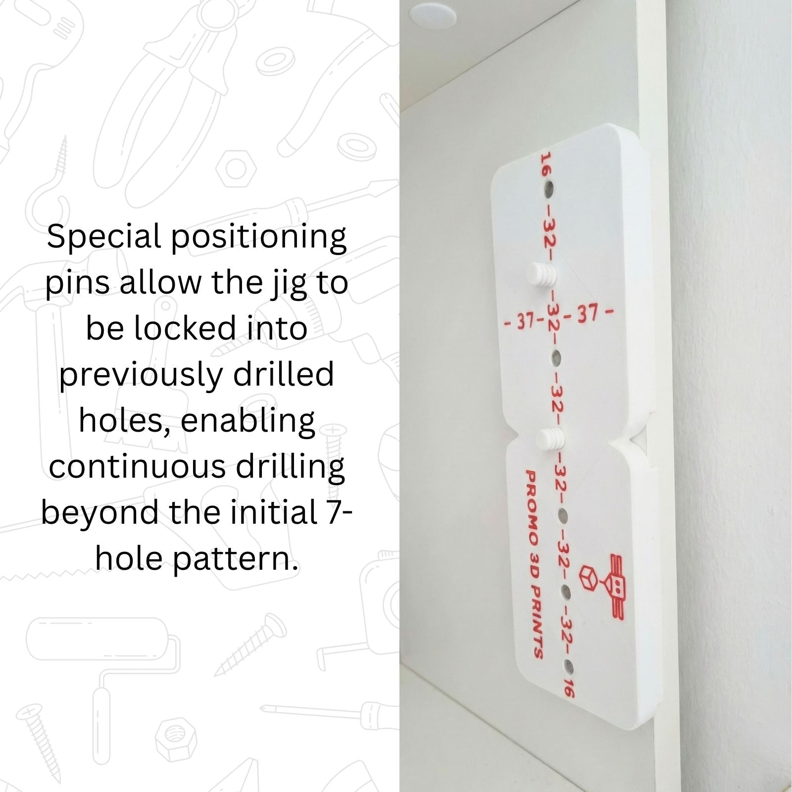 Adjustable Shelf Pin Drilling Jig – 32mm Cabinet System | Precision Hole Guide - DeFrixo