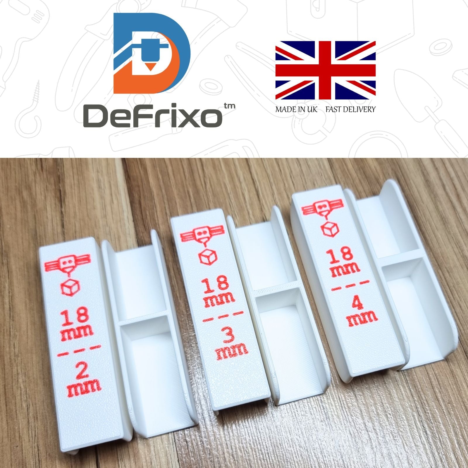 Drawer Front Spacer Gauge Set – 2 / 3 / 4mm Alignment Tools for 18mm Panels - DeFrixo