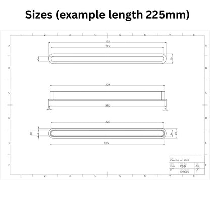 Slimline Ventilation Grille Cover for 18mm Panels - Various Lengths Available | Set of 2 - DeFrixo